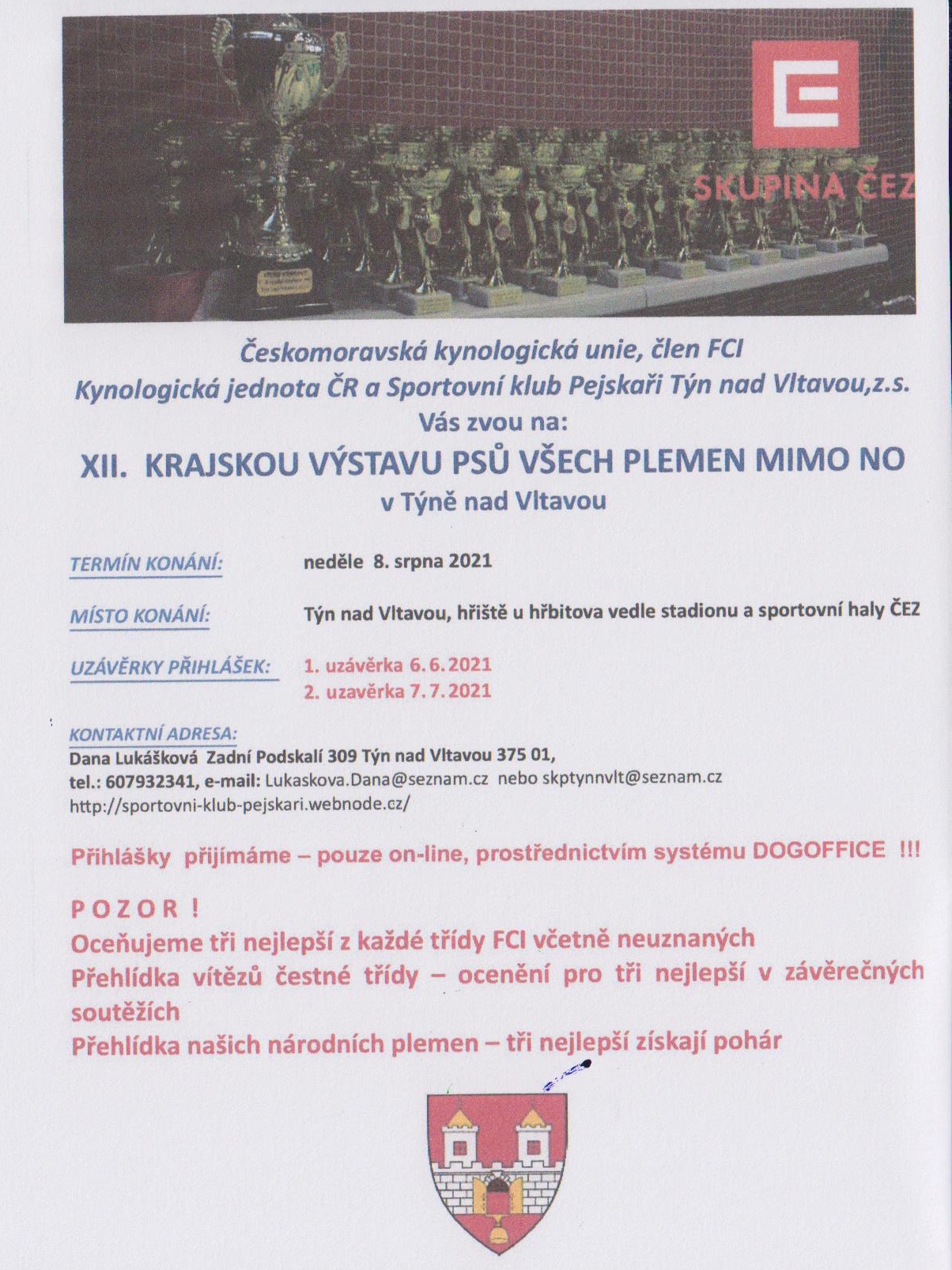 Pozvánka na Krajskou výstavu v Týně nad Vltavou